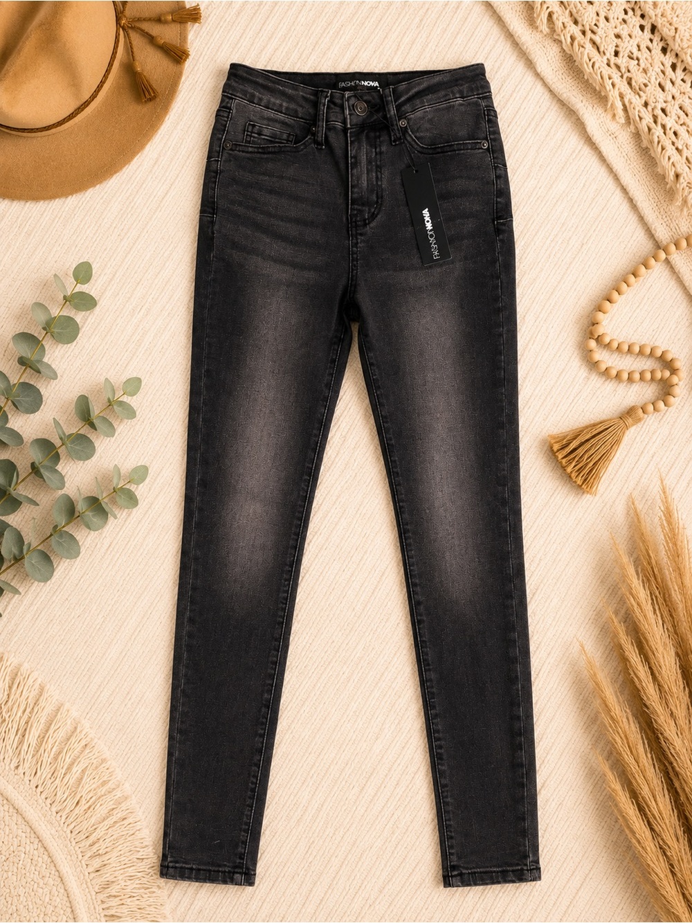Booty Lifting High-Rise Washed Black Skinny Jeans